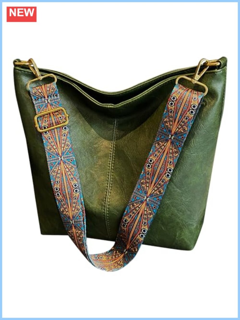 Women's Hobo Crossbody Bag Vegan Leather Shoulder Tote Handbag Guitar Strap